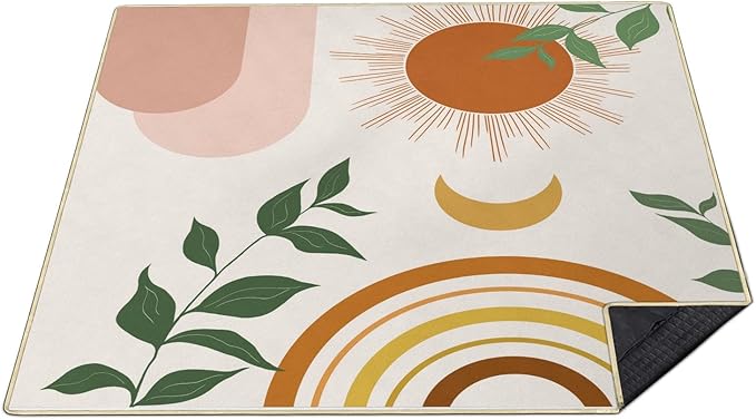 Supfitness Extra Large Picnic Blankets Waterproof Foldable (80"x 80") Boho Beach Blanket Waterproof Sandproof,3-Layer Thicking Mat Outdoor Packable Camping Blanket