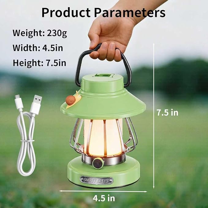 Kids Lantern with 3 Color Dimmable & USB-C Charging,Boys Night Light for Bedroom, Indoor Outdoor Adventures & Emergency Use Toddler Flashlight Camping Essentials for Kids (Green)
