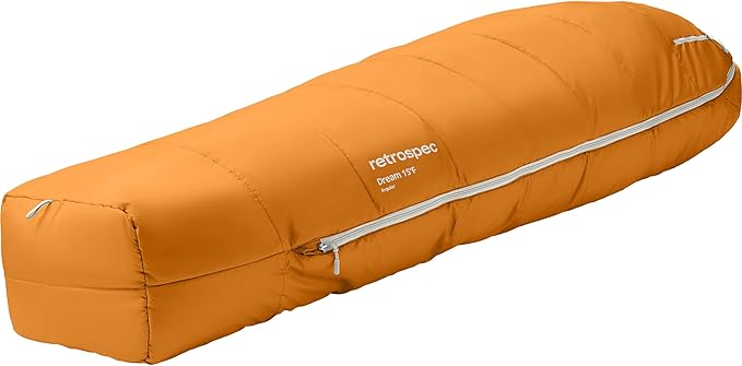 Retrospec Dream Mummy Sleeping Bag - 5, 15, & 30°F Cold Weather Camping & Travel Essential Gear with Water - Resistant Shell & Synthetic Fill - Zippered Pocket & Stuff Sack