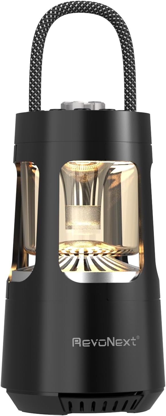 LED Camping Lantern Rechargeable,Outdoor Bluetooth Speakers, 4000mAh ,IPX4 Waterproof ,Dimmable Tent Lights for Power Outages, Decorations for Party Garden Patio/Pool (Black)