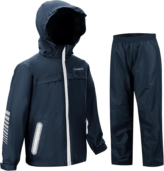 SWISSWELL Kids Rain Gear Boys Girls Youth Waterproof Rain Suit Breathable Reflective Raincoat and Pants