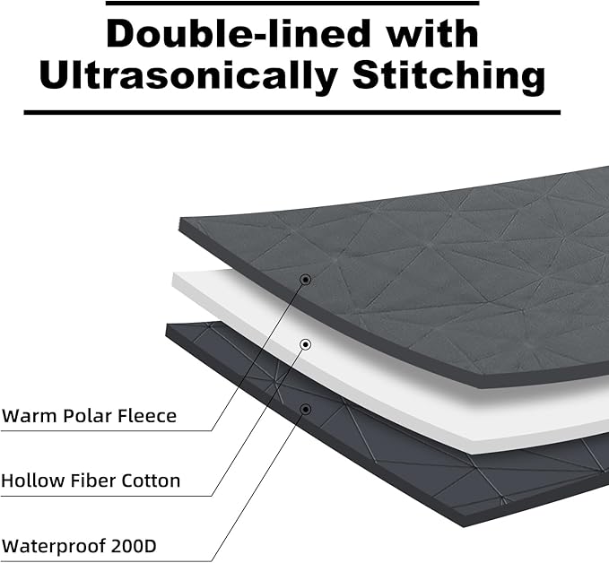 Large Outdoor Waterproof Blanket Extra Thick Fleece Stadium Blanket for Camping, Car, Pet, Picnics - Windproof, Wearable, Machine Washable 80" x 58" (Black Gray,Hooded)