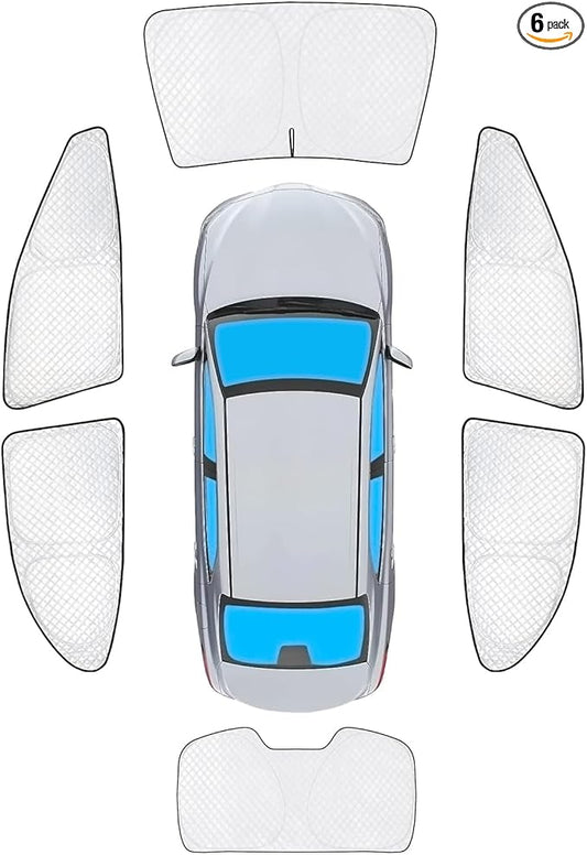 KMF 6pcs Thicken Sun Shades for Toyota Camry 2018-2024 Accessories,Full Window Car Window Covers Sunshade for Windshield Side Rear, UV Block and Blackout Privacy for Camping Outdoor