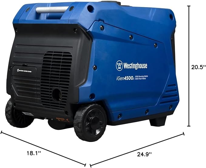 Westinghouse 5000 Peak Watt Super Quiet Portable Inverter Generator, Remote Electric Start with Auto Choke, RV Ready 30A Outlet, Gas Powered, CO Sensor, Parallel Capable