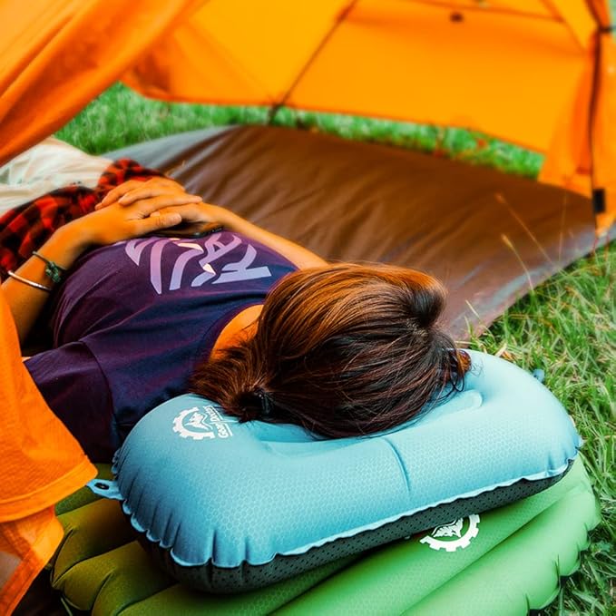 Gear Doctors 3.5oz Compact Ultralight Inflatable Camping Pillow —Inflatable Camp Pillow —Backpacking Pillows Ultralight—Camping Pillows for Sleeping, Hiking, Travel, Beach, Office, Neck, Lumper [Teal]