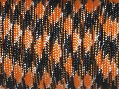 7 Strand Core 550lb Paracord Parachute Cord Lanyard Mil Spec Type III-100ft (Black+Neon Orange(46#))