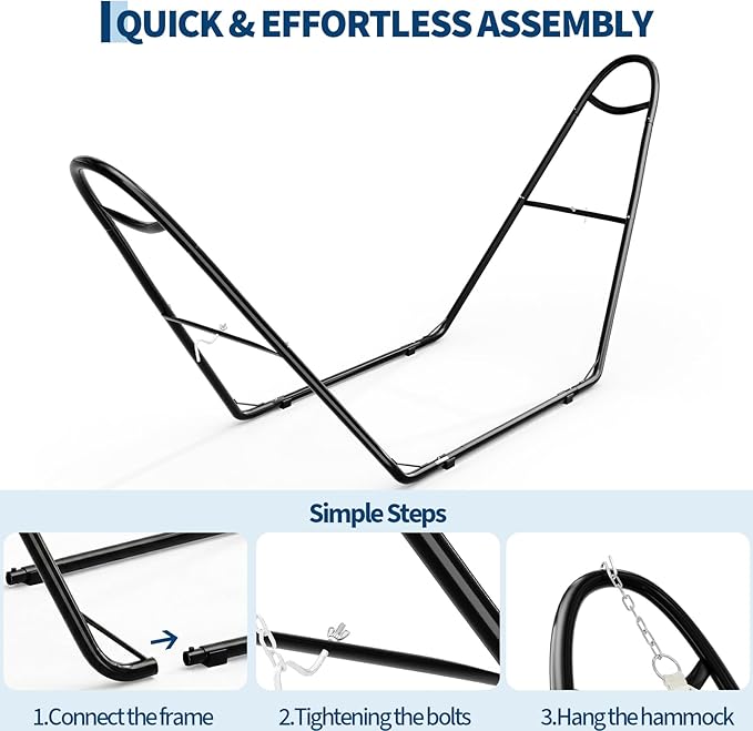 Garvee Universal Double Hammock Stand, 550-Pound Capacity, Heavy-Duty Hammock Stand for Outside, Fits 9 to 14 Foot Hammocks, Black