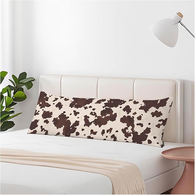 Body Pillowcases with Zipper Cowhide, Cow Or Horse Print Cozy Body Pillow Covers Cushion Cover 20 X 54 Inches Outdoor Body Pillow Pillowcase for Home Bedroom Couch Sofa, Brown