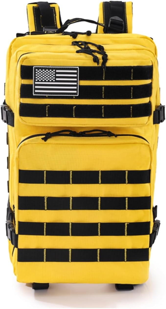 45L Military Tactical Backpack for Men & Women Bug Out Bag Assault pack Molle Daypack Hiking Trekking Rucksack(Yellow)