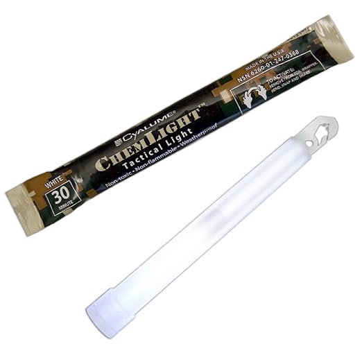 Cyalume - 9-03680 ChemLight Military Grade Chemical Light Sticks – 30 Minute Duration Light Sticks Provide Intense Light, Ideal as Emergency or Safety Lights and Much More, Standard Issue for U.S. Military Personnel – White, 6” Long (Pack of 10)