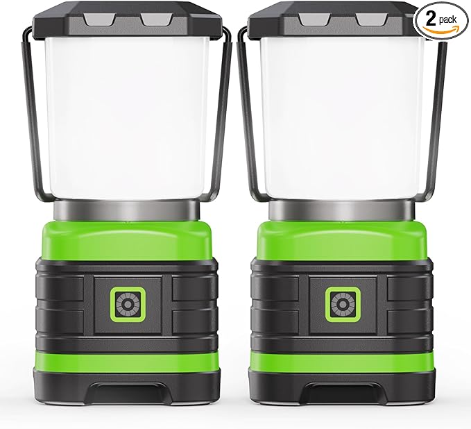 Lichamp LED Camping Lantern, Battery Powered LED Lights Camping Essentials, Portable Lanterns Flishlights for Emergency, Hurricanes, Outdoor Hiking, Power Outages, Survival Gear and Home Use, 2 Pack
