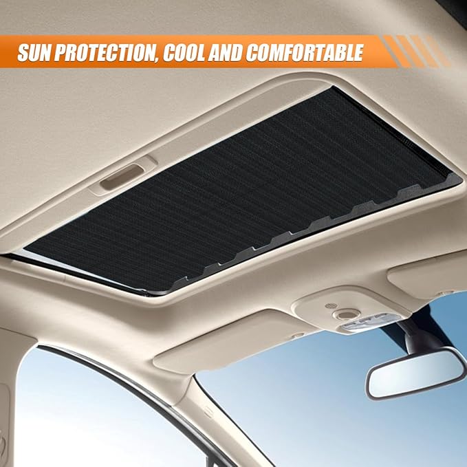 YoRise Magnetic Car Sunroof Sun Shade Breathable Mesh, Auto Moonroof UV Rays & Bug Protection Screen, Quick Install Vehicle Roof Window Shield Cover Accessories for Camping, Parking (Black)