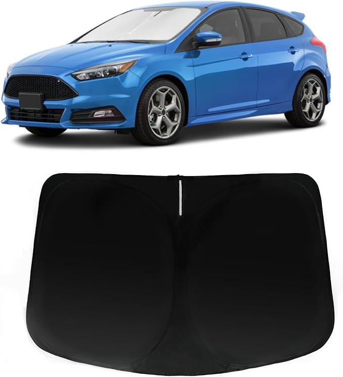 Windshield Sun Shade for 2012-2018 Ford Focus, Car Front Window Sunshade with 240T Sun Visor Protector Blocks UV Rays Heat Sun Shield Accessories