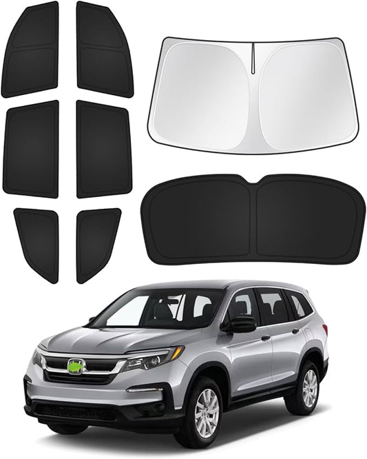 Canvcle Sunshades for Honda Pilot 2016-2022 Accessories Windshield Sun Shade Side Rear Window Shade Cover Sun Visor Shield Privacy Protection Keep Vehicle Cool Black 8PCS