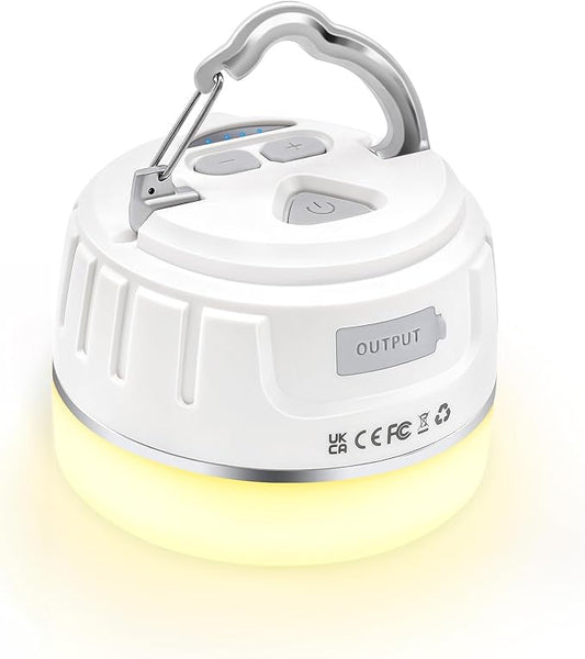 Yonktoo Rechargeable LED Camping Lantern 1000LM, 300H Runtime, 6400mAh, IPX5 Waterproof Tent Light for Camping, Hiking, Power Outages, Home, Emergency Use - Standard Edition,White