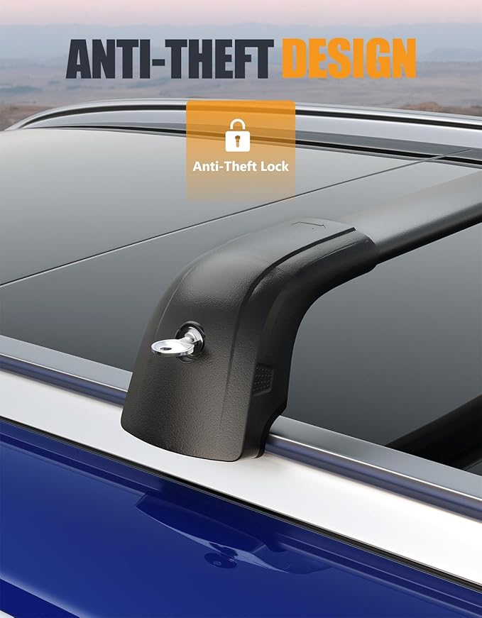 KINGGERI 300lbs Lockable Roof Rack Cross Bars Compatible with Kia NIRO 2017 2018 2019 2020 2021 2022 with Flush Side Rails, Heavy Duty Aluminum Roof Rails Crossbars Rooftop Cargo Carrier Luggage Black