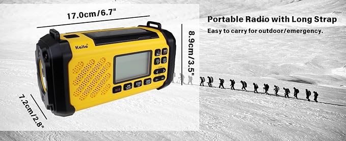 Kaito KA279 Digital Emergency Radio with Solar & Crank 10000 mAh Rechargeable Battery MP3 Player, Built-in Flashlight AM/FM/NOAA Weather Alert