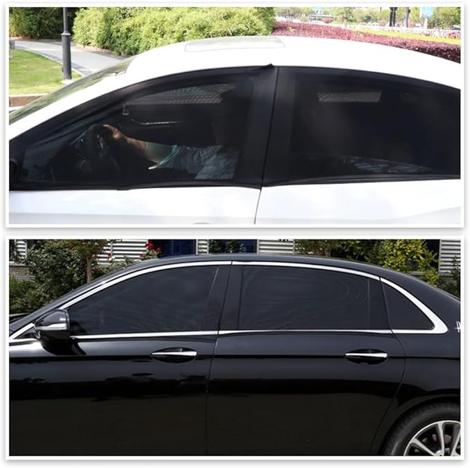 Car Window Shades, 2026 New Super Stretchy Mesh Screen Sun Car Window Shade, Blackout Privacy & Thermal Insulation Side Shades for Van Life & Camping, Custom Fit, Easy Install (Front Window-2Pcs)