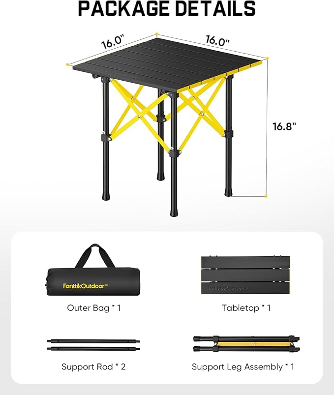 FanttikOutdoor Zeta V11 Pro Camping Table, Portable Folding Roll Up Table with Lightweight Aluminum Top & Carry Bag for Camping, BBQ, Tailgating Party, Picnic, Backyard, Small
