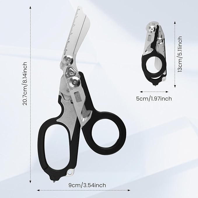 6in1 Trauma Shears, Stainless Steel Pocket Scissors Glass Breaker Emergency Medical Trauma Scissors,Outdoor Camping Tools Multi-function Shears (Double Purple)