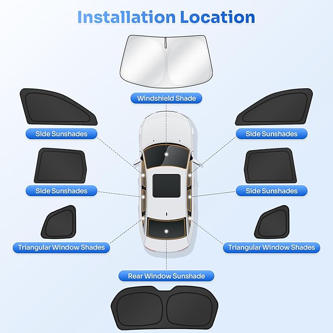 Canvcle Window Shades for 2014-2018 Subaru Forester Accessories Windshield Sun Shade Side Rear Window Cover Sunshade Sun Visor Shield Privacy Protection for Camping Keep Vehicle Cool Black 8PCS