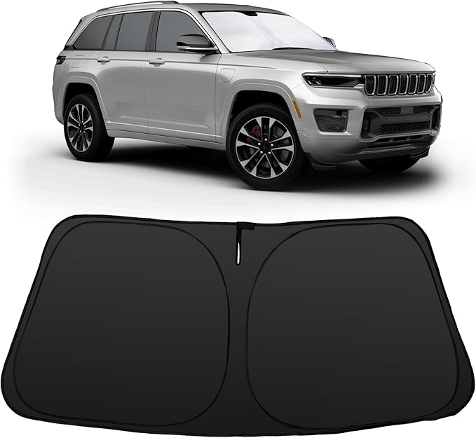 Windshield Sun Shade Fit for 2011-2021 Jeep Grand Cherokee Accessories (NOT for Grand Cherokee L & Jeep Cherokee) Foldable Window Sunshade