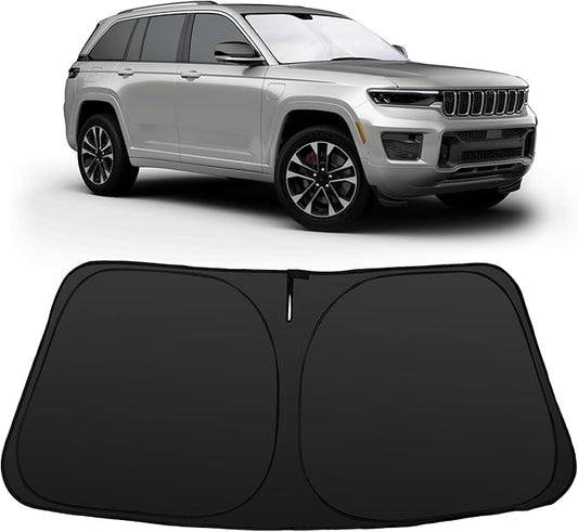 Windshield Sun Shade Fit for 2011-2021 Jeep Grand Cherokee Accessories (NOT for Grand Cherokee L & Jeep Cherokee) Foldable Window Sunshade