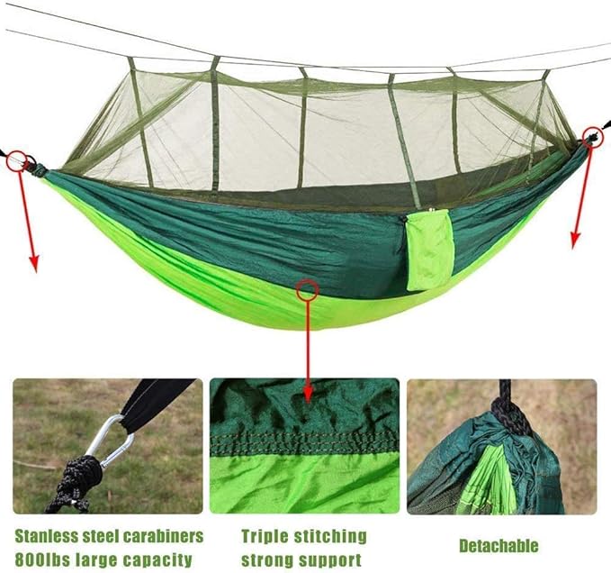 KEPEAK Camping Hammock with Net Netting, Single & Double Tree Hammock Net, Lightweight Nylon Portable Hammock for Backpacking, Camping, Travel, Beach, Yard