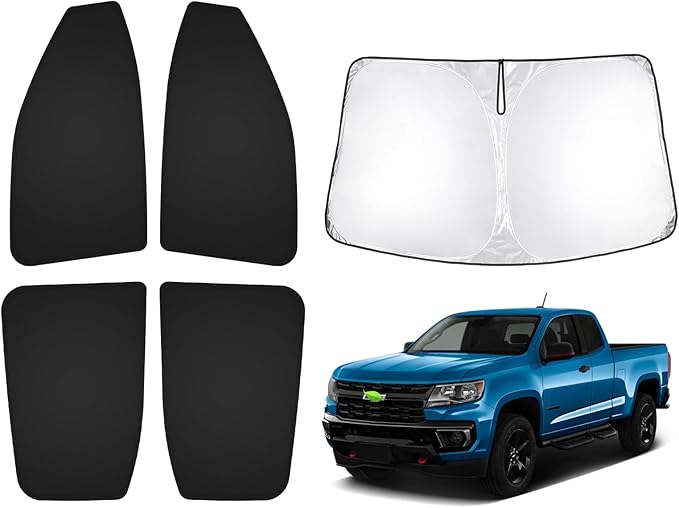 T TGBROS Windshield Sun Shade for Chevrolet Colorado 2015-2022 Car Window Shades Thicken UV Block and Blackout Privacy Foldable Sunshades 5PCS Accessories Keep Cool Sun Visor Covers