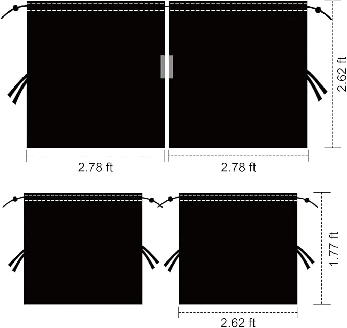 Set of 3 Privacy Curtains for Car, SUV, Van - Includes 1 Rear Seat Divider & 2 Side Windows Divider Curtains for Camping & Sleeping