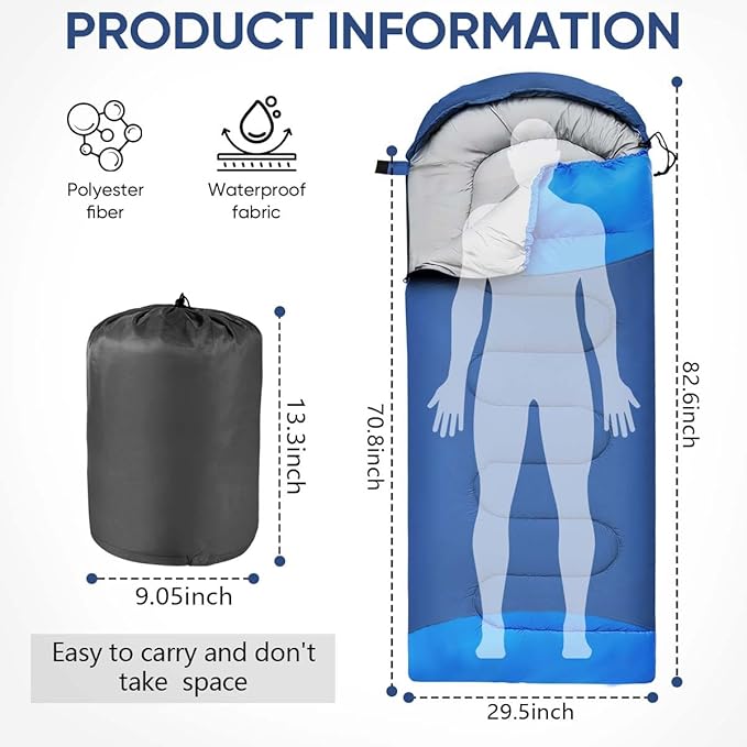 OBTANIM Sleeping Bags Portable Waterproof Camping Sleeping Bag for Adults Kids 4 Seasons Cold Weather or Warm Backpacking Hiking Travel Indoor Outdoor Use