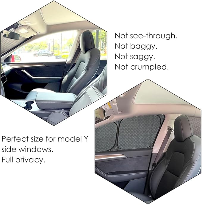 TESBEAUTY Upgraded Camping Privacy Curtain 7-Piece (No Front Windshield) for Tesla Model Y Camping Shades Privacy Screens UV Blocker Darker Thicker 5-Layer Material Tesla Accessories Foldable