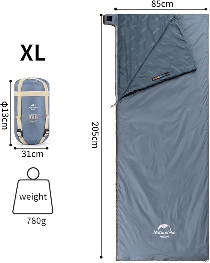Naturehike Ultralight Sleeping Bag - Envelope Lightweight Portable, Waterproof, Comfort with Compression Sack - Great for 3 Season Traveling, Camping, Hiking