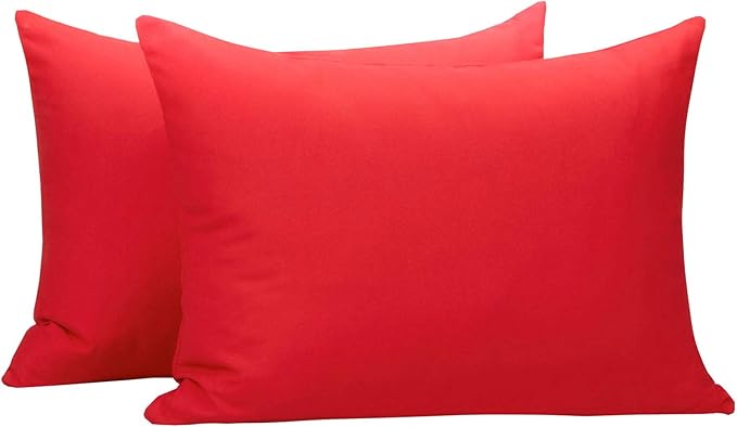 NTBAY Zippered Toddler Pillowcases Set of 2, 100% Brushed Microfiber 13x18 Pillowcases, Super Soft and Cozy Travel Kids Nursery Pillow Cases, 13x18 Inches, Red