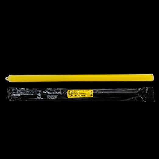 Cyalume Military Grade Yellow Glow Sticks - Premium Bright 6” ChemLight Emergency Glow Sticks with 8 Hour Duration (Bulk Pack of 10 Chem Lights)