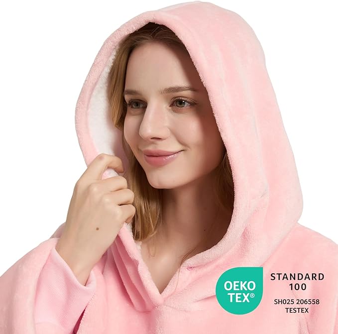 Krifey Big & Tall Wearable Blanket Hoodie with Cat Pocket, Extra Long Oversized Fleece Blanket for Adults, Cozy Birthday Gifts, Christmas Gifts