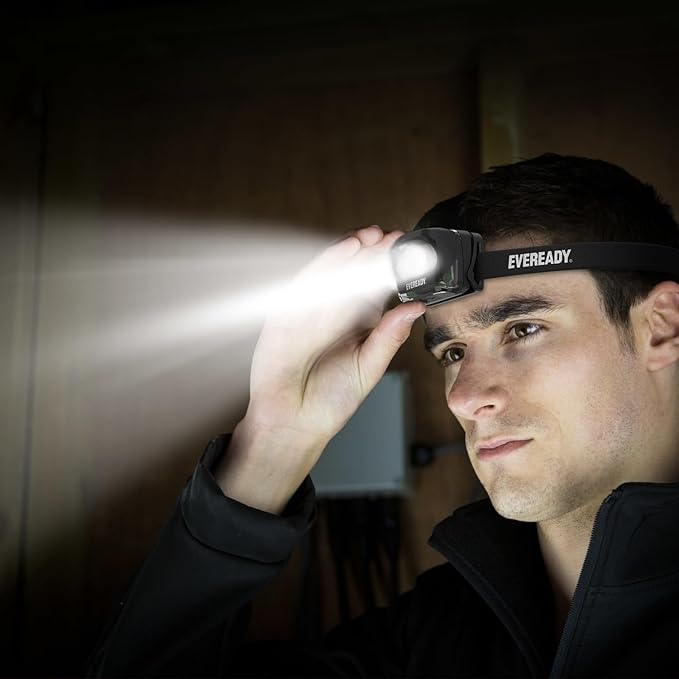 Eveready LED Light Rechargeable Headlight, 300 Lumen, IPX4 Water Resistant, Shatterproof Lens, Great Outdoor LED Headlight, Micro-USB Charging Cable Included