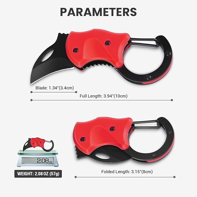 FUNBRO Cool Folding Knife Box Cutter, Small Pocket Knife for Men with 1.34 inch Sharp Blade, EDC Knives Tool for Everyday Carry, Great Gift for Women Men (Red)