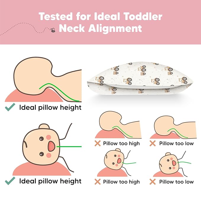 Toddler Pillow with Pillowcase - 13x18 My Little Dreamy Kids Travel Bed Pillows for Sleeping, Organic Cotton Small Pillowcase, Soft & Breathable, Machine Washable, Toddlers 2-5 years old (Tractor)