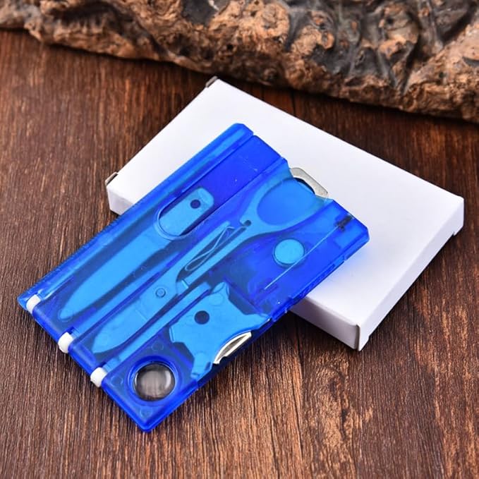 12-in-1 Credit Card Multi Tool, Pocket Survival Gear, Tool Gear Multitools and Accessories，Outdoor Barbecue Camping Tool Hiking Magnifier Tool,Multitools and Accessories (Blue)