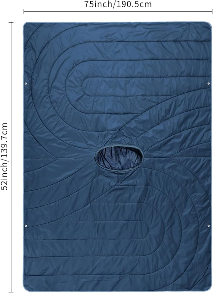 Camping Blanket,Hoodie Blankets Poncho Outdoor Waterproof Windproof Warm Durable & Portable for Stadium, Concerts, Car,Travel, Beach, Picnic, Grass,75 * 55 inch