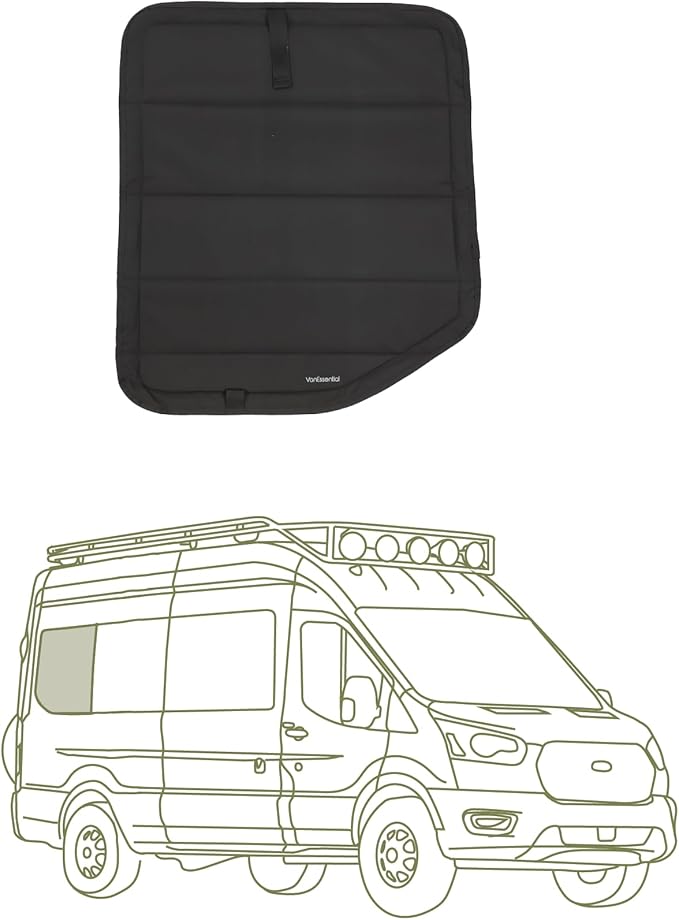 VanEssential Insulated Stealth Blackout Window Cover Designed for Ford Transit High/Medium Roof Full Plastic Trim Rear Qtr RH (Passenger) Window 148 Long (Not Extended) Length Vans- Black