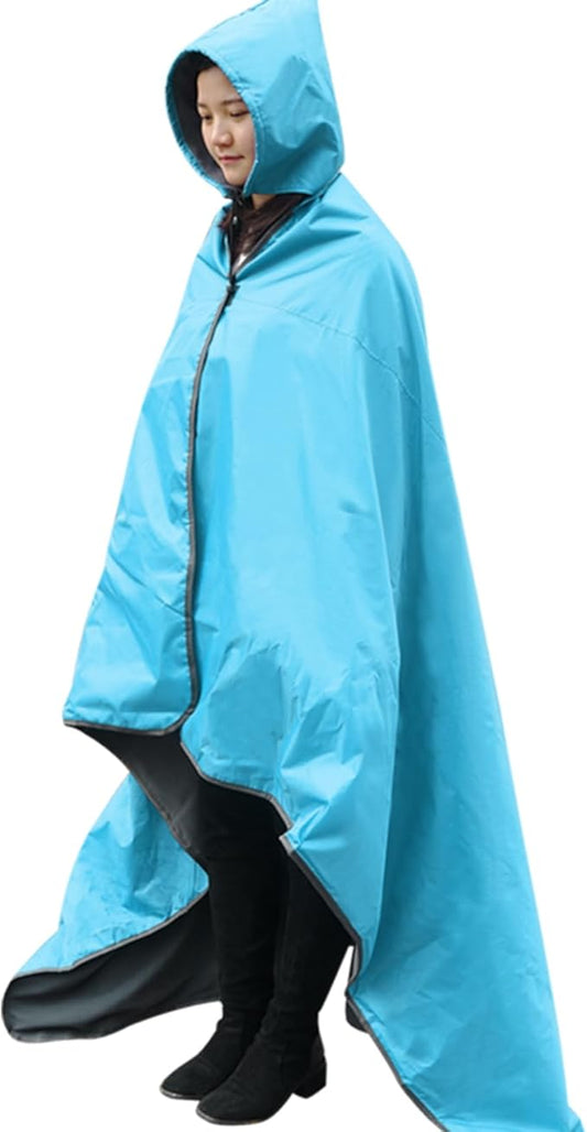 Outdoor Waterproof Camping Blanket - Hooded Fleece Windproof Blanket for Stadium, Sporting Events, Concert, Picnic, Car, Boat - Packable Camp Blanket for Cold Weather, Camping Gear Must Haves…