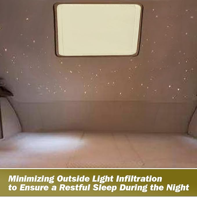RV Roof Vent Skylight Insulator Window Cover, Sun Blackout Fabric for Camper (16 x 16 inch)- Beige