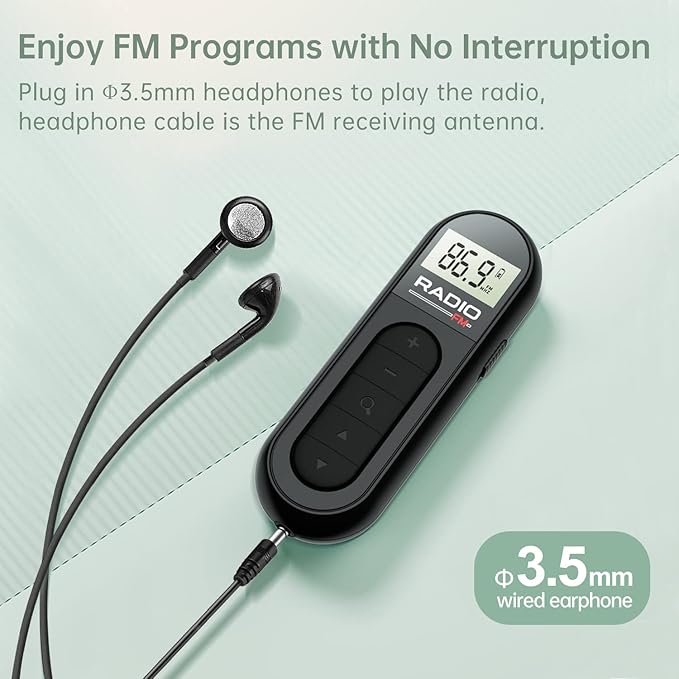FM Radio, Rechargeable Portable Pocket Transistor Radio with Best Reception,LCD Digital Tuning with Backlight, Stereo Sound, Belt Clip for Jogging,Walking