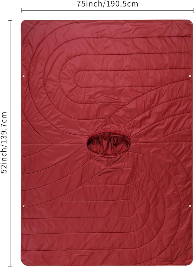 Camping Blanket,Hoodie Blankets Poncho Outdoor Waterproof Windproof Warm Durable & Portable for Stadium, Concerts, Car,Travel, Beach, Picnic, Grass,75 * 57 inch