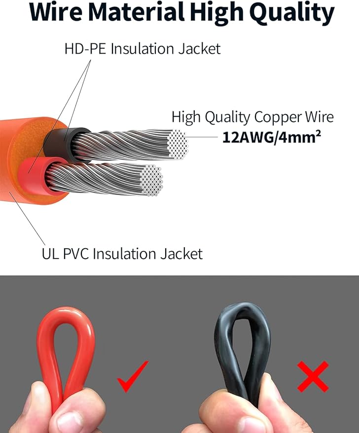Tonton 12AWG 30FT Anderson Extension Cable, Solar Power Extension Cord with Anderson Connector for Goal Zero Yeti Portable Power Station Solar Generator Jackery 100W Renogy Boulder 200 Solar Panel