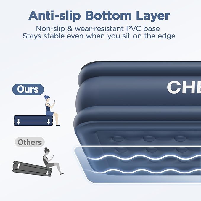 CHERIMOR Queen Air Mattress with Built in Pump, 18" Elevated Height, 48Hr Leak-Tested, Honeycomb Coil Support, 800 lbs Capacity, Fast 3-Min Inflation Blow Up Mattress for Guest Room & Sleepover