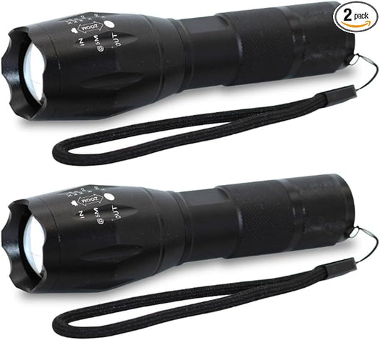 Newhouse Lighting High-Lumen Tactical Flashlight FLSHTCH, 2-Pack Powerful Battery-Powered Camping Essential, Compact Emergency Flashlight for Home, Earthquake Emergency Kit, Survival Gear and Supplies