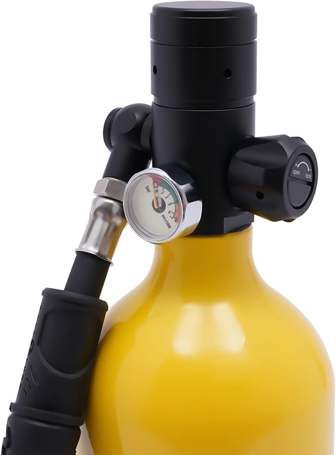 Mini Scuba Tank Kit - 1L Portable Oxygen Cylinder for Diving, Emergency Rescue & Firefighter Backup with Mask, Adapter & Carry Bag